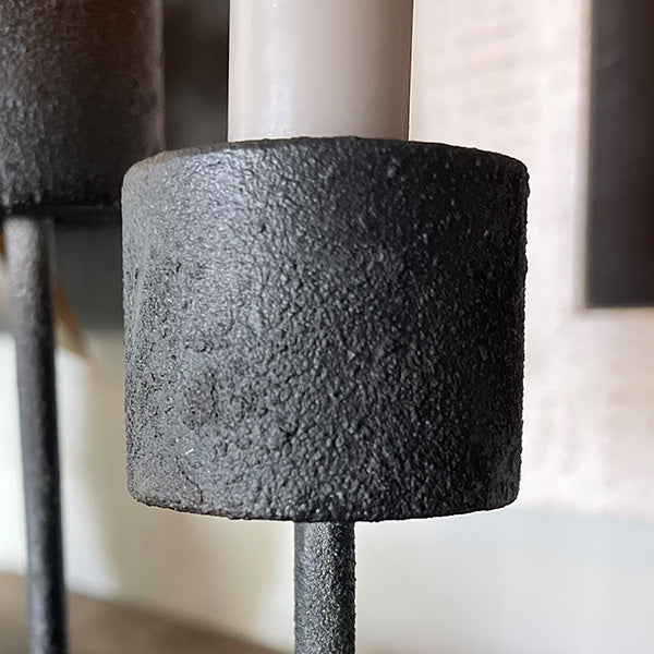 Distressed Black Metal Candle Holder (Online Exclusive)