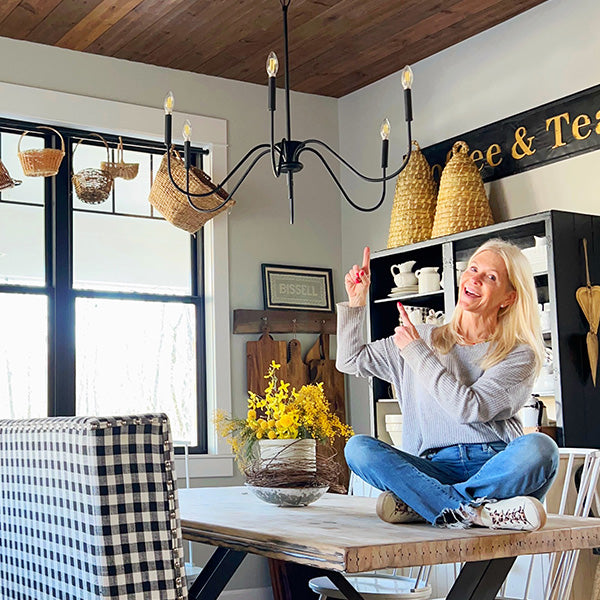 Black Metal 6 Light Candelabra Chandelier (Online Exclusive)