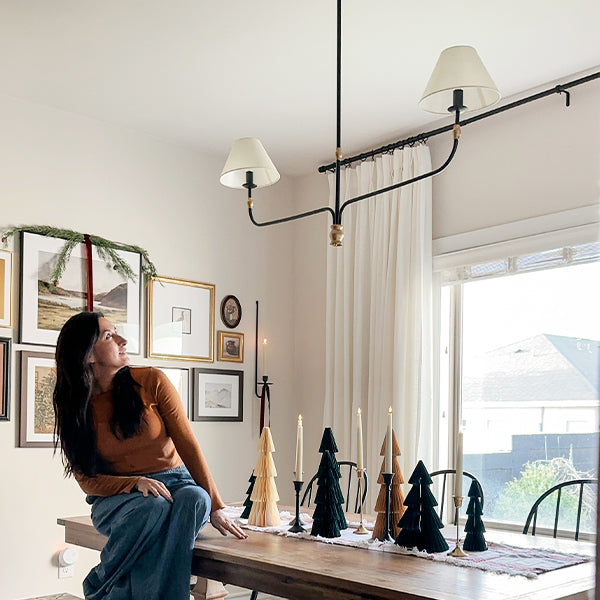 61 Inch Two Shade Linear Iron Pendant (Online Exclusive)