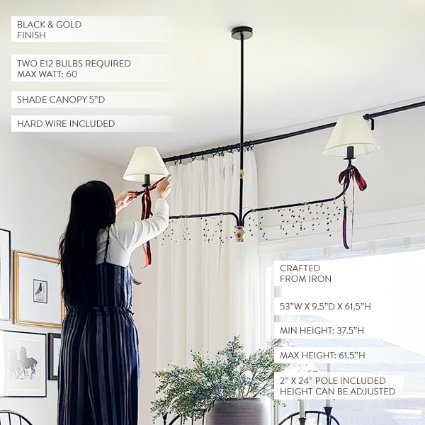 61 Inch Two Shade Linear Iron Pendant (Online Exclusive)