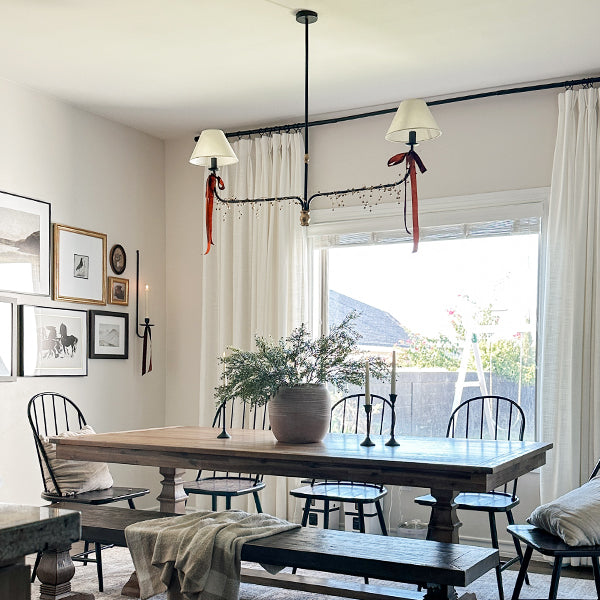 61 Inch Two Shade Linear Iron Pendant (Online Exclusive)