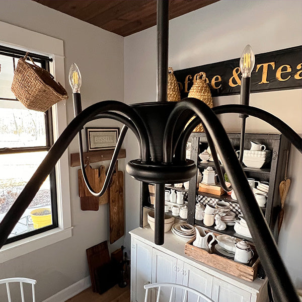 Black Metal 6 Light Candelabra Chandelier (Online Exclusive)