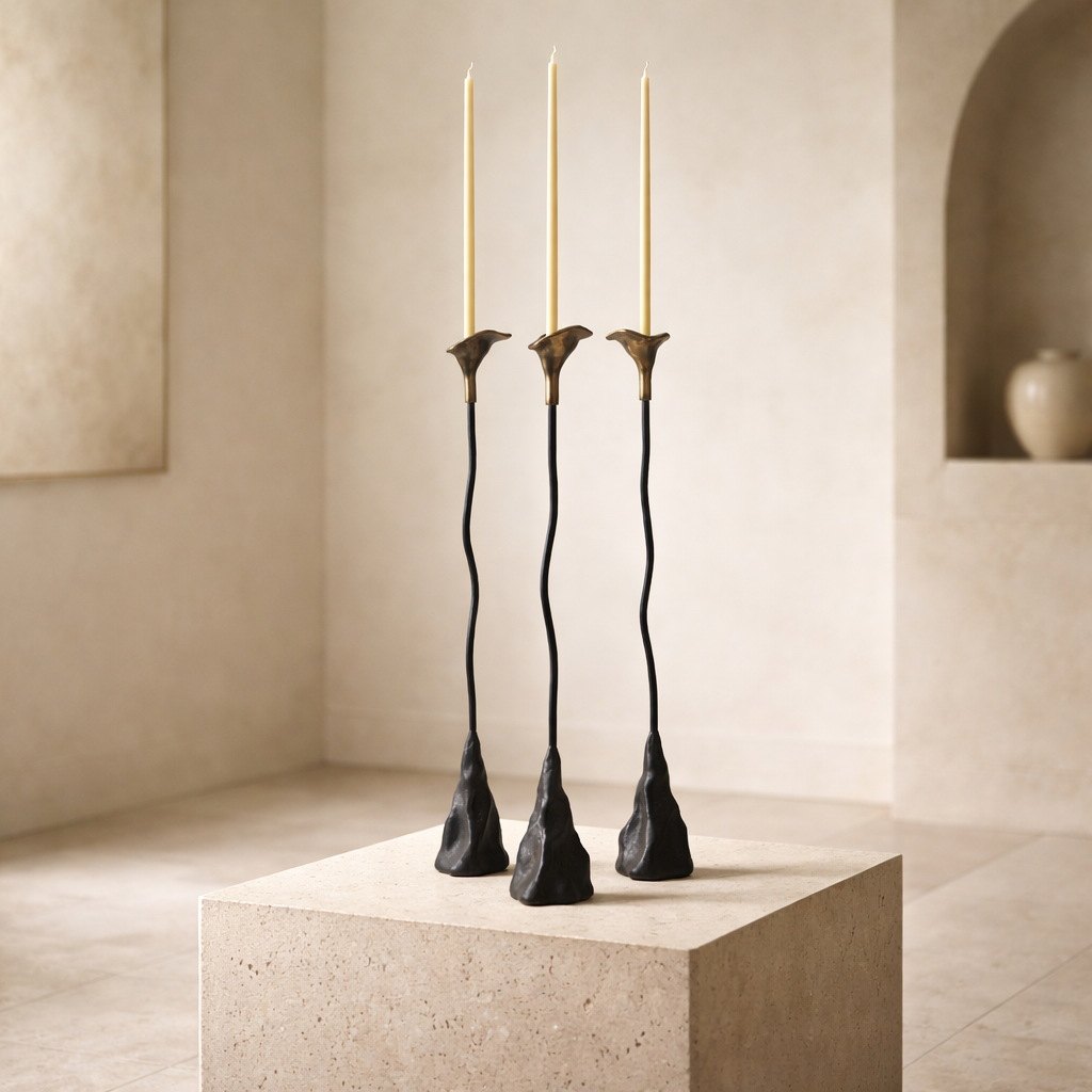 Calla Lily Iron Candlestick — Handcrafted Sculptural Candleholder (19”) (Online Exclusive)