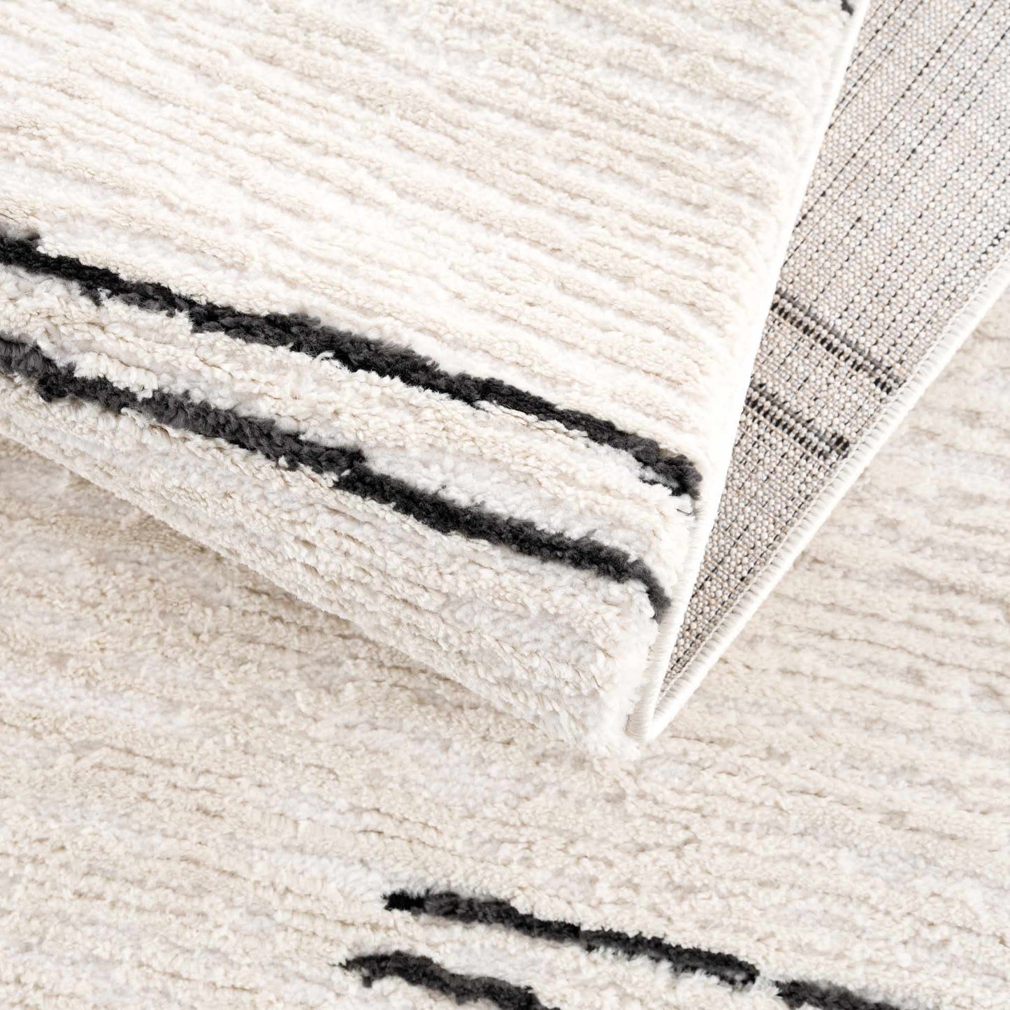 Riad Black Striped White Rug with Tassels  (online exclusive