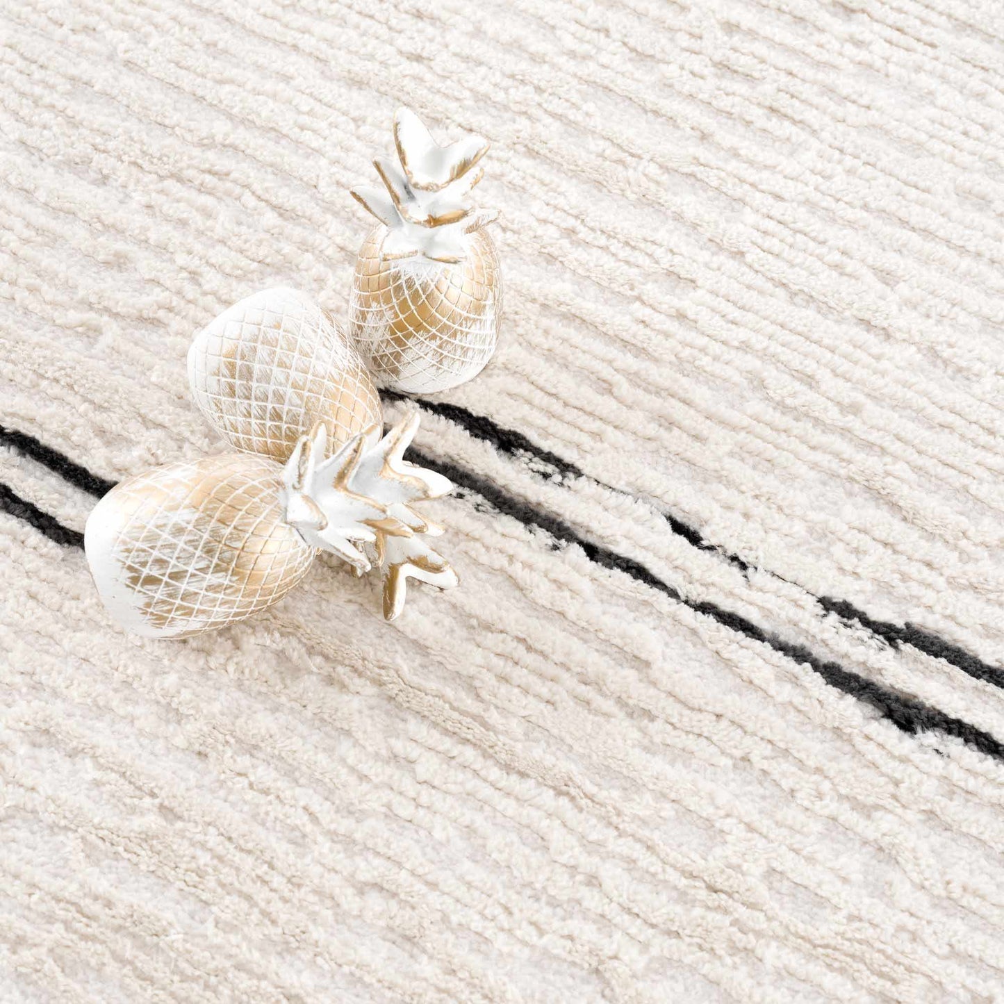 Riad Black Striped White Rug with Tassels  (online exclusive