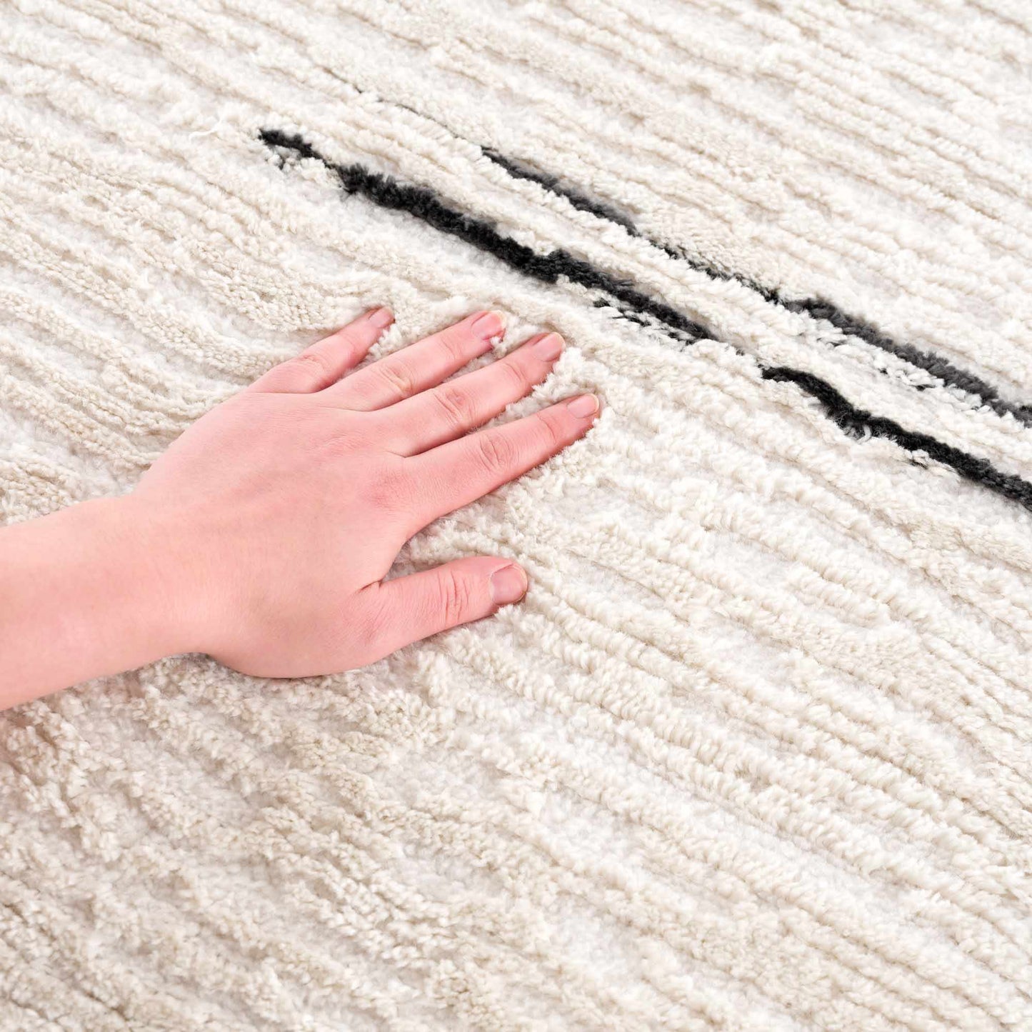 Riad Black Striped White Rug with Tassels  (online exclusive