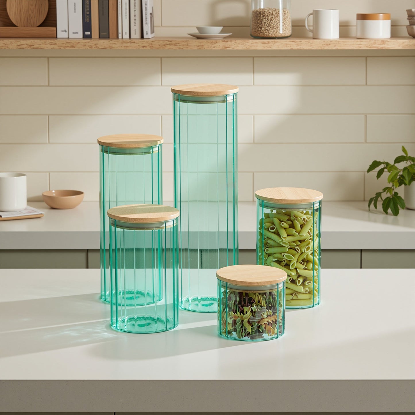 Glass Canister Set & Bamboo Lid - Diamond Blue (Online Exclusive)