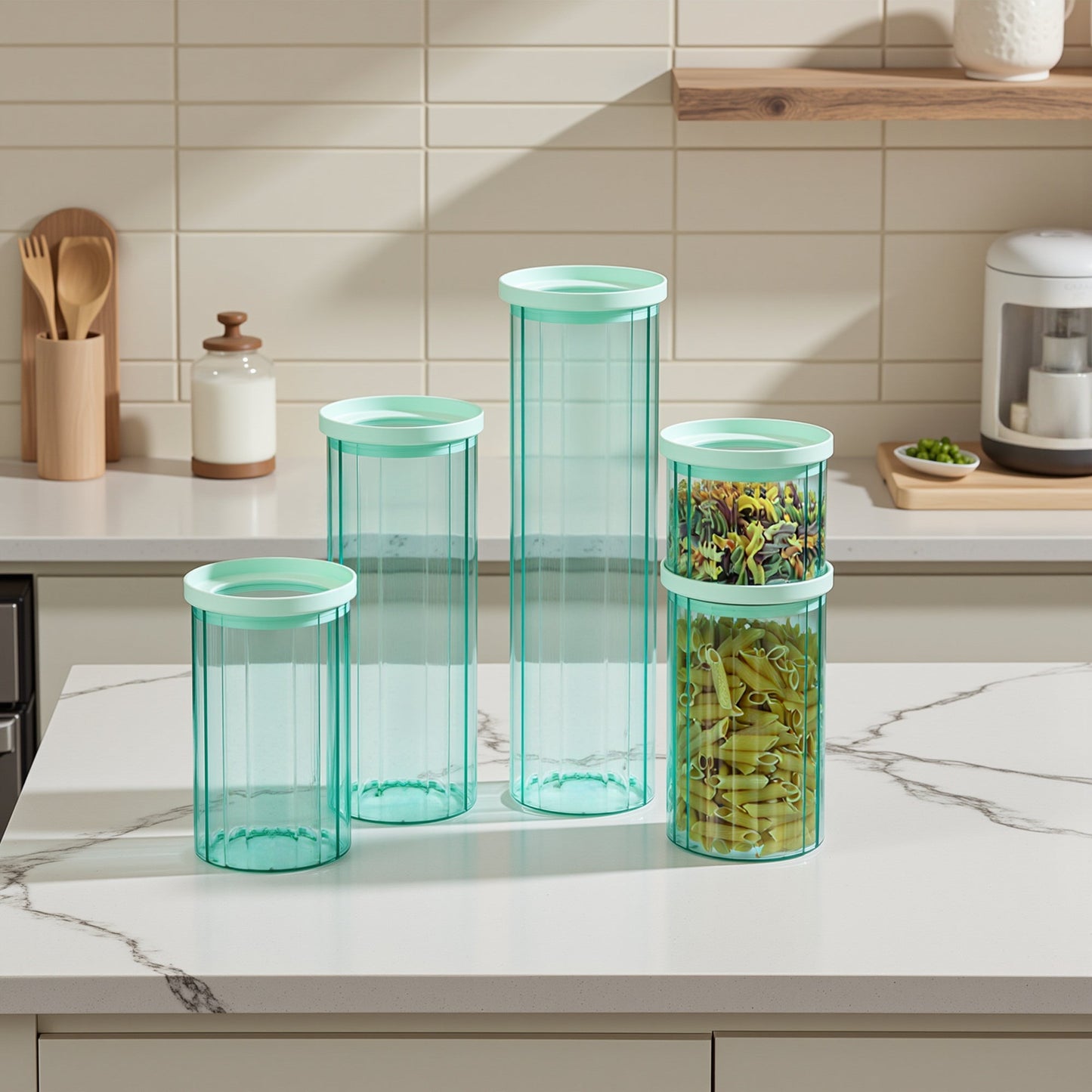 Glass Canister Set & Glass Lid - Diamond Blue (Online Exclusive)