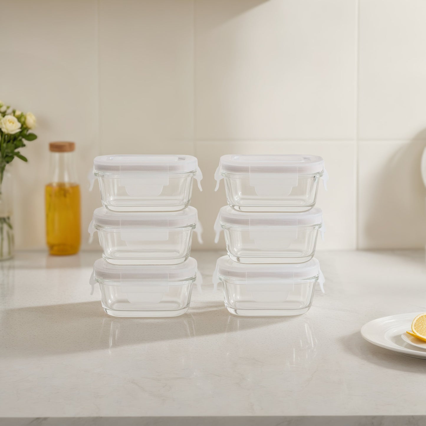 Mini Glass Container Set - Rectangular (Vanilla) (Online Exclusive)