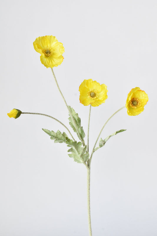 24" Faux Yellow Poppy Stem (Online exclusive)