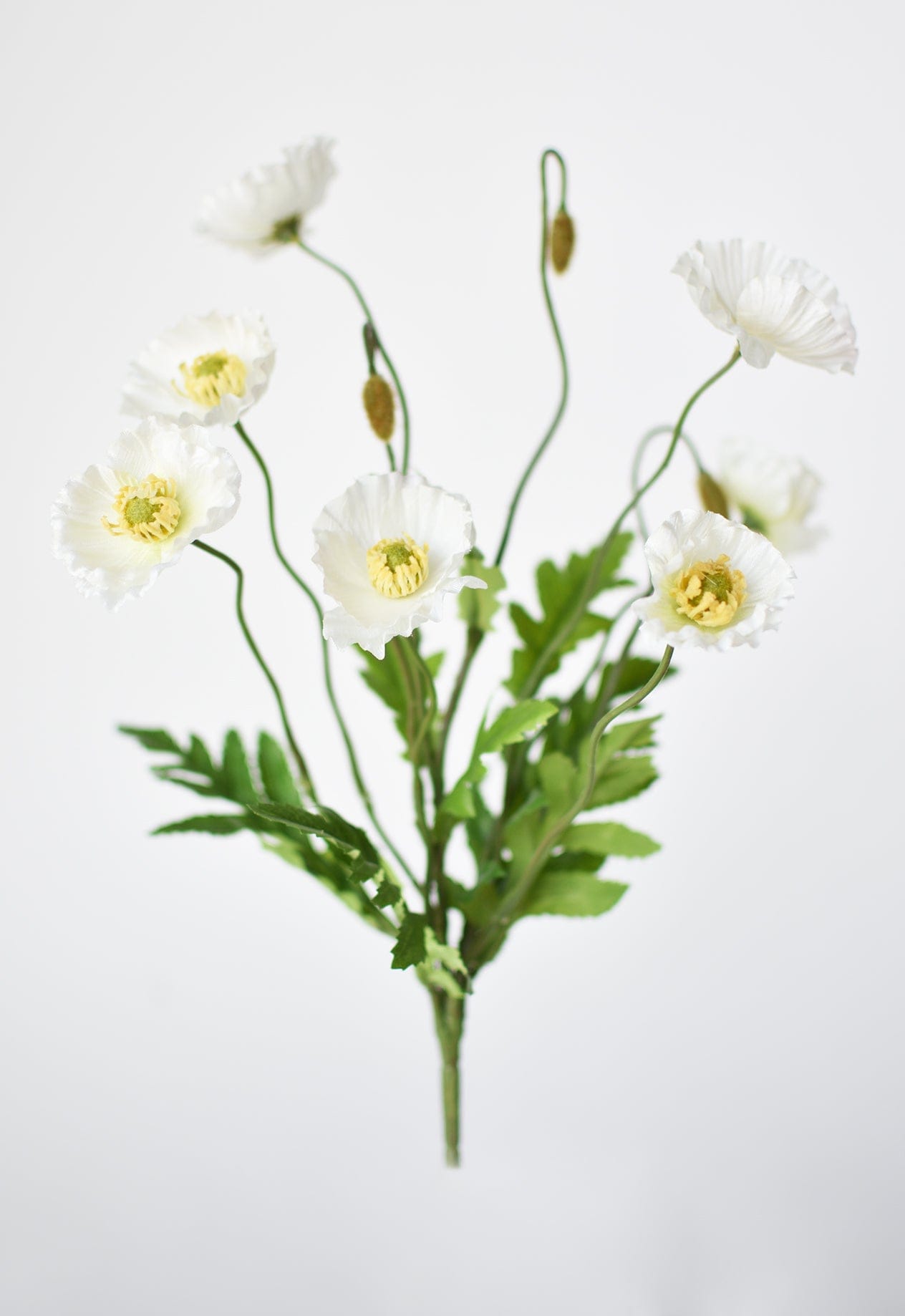 15" Faux Poppy Bush White Bush (Online exclusive)