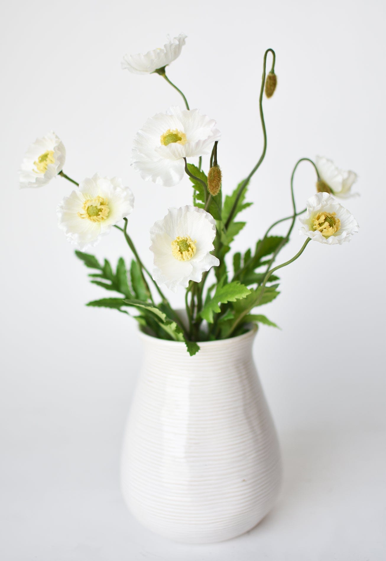 15" Faux Poppy Bush White Bush (Online exclusive)