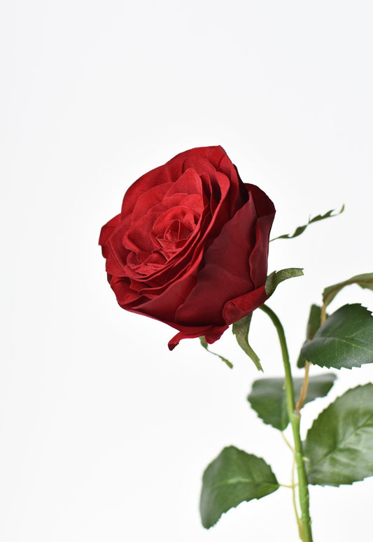 22" Faux Red Velvet Rose Stem (Online exclusive)