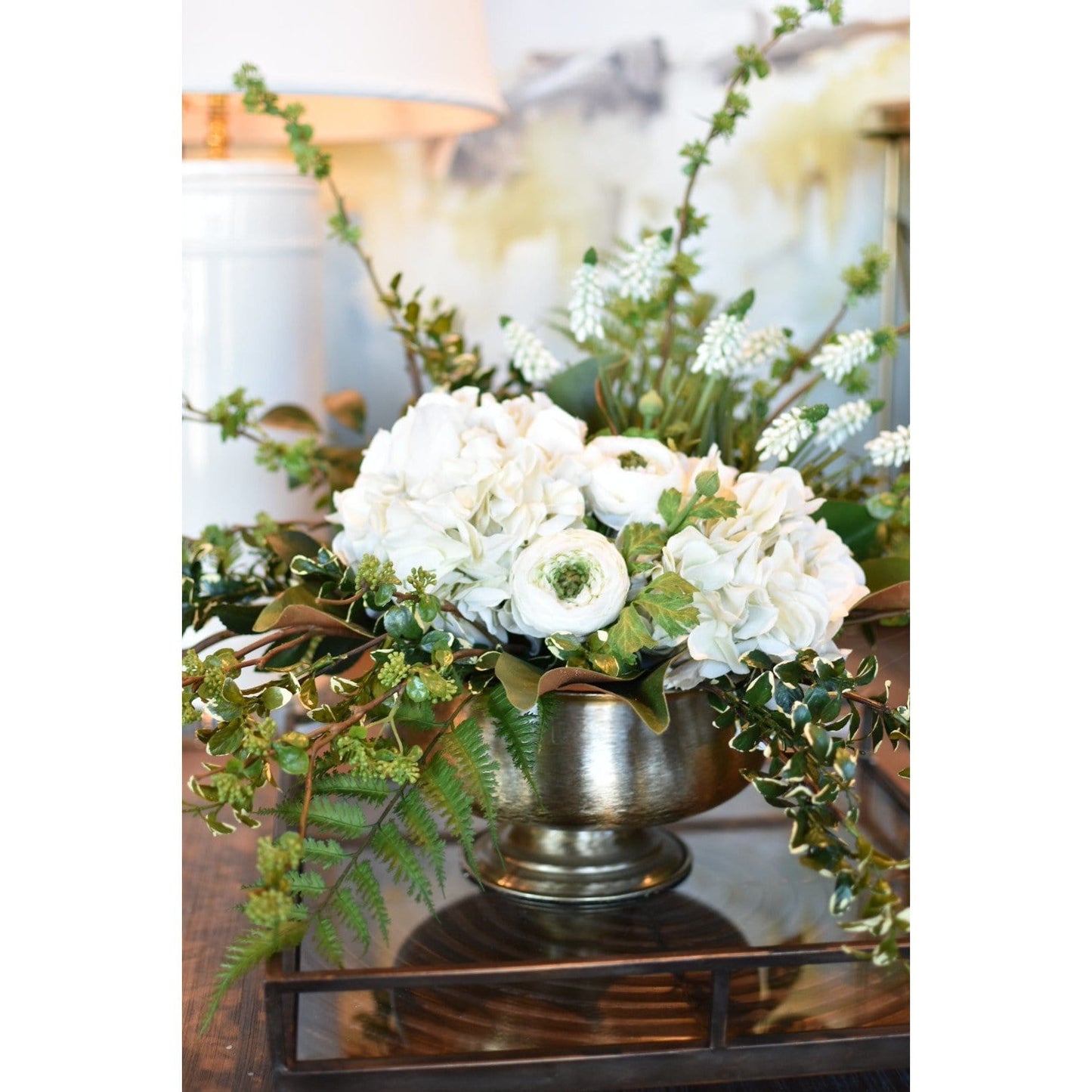 12.5" Faux White Muscari Bush Grape Hyacinth (Online exclusive)