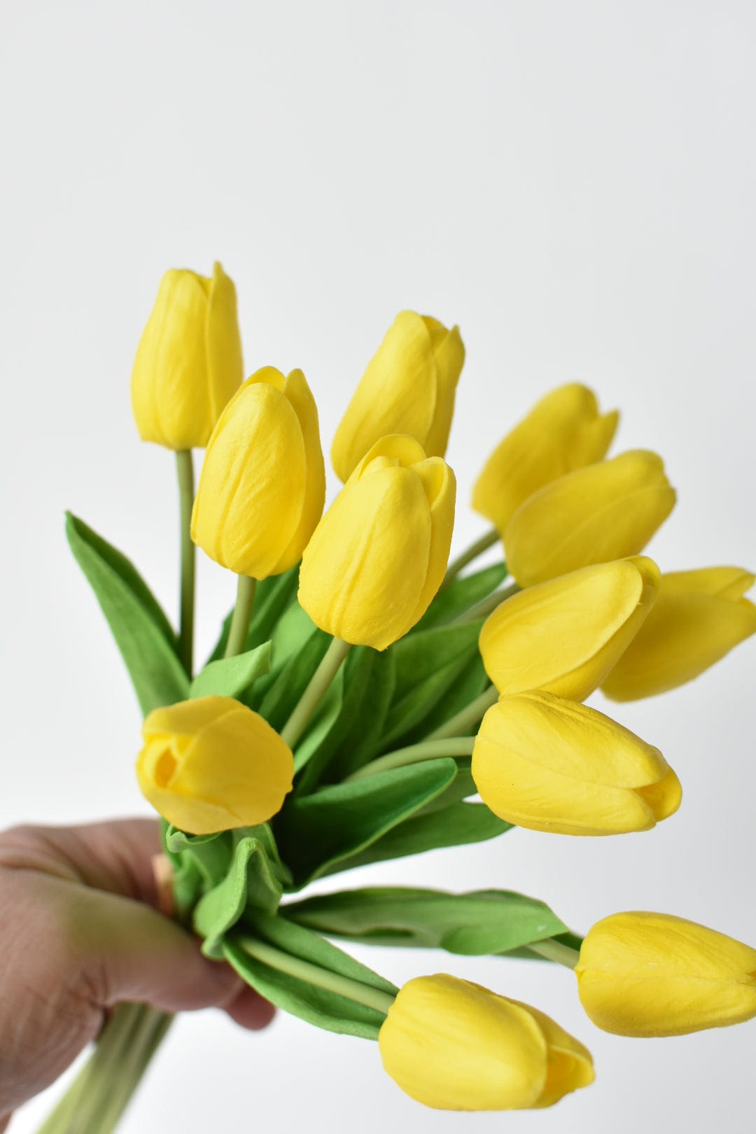 13.5" Faux Real Touch Yellow Tulip Bundle : 12 Stems  (online exclusive)