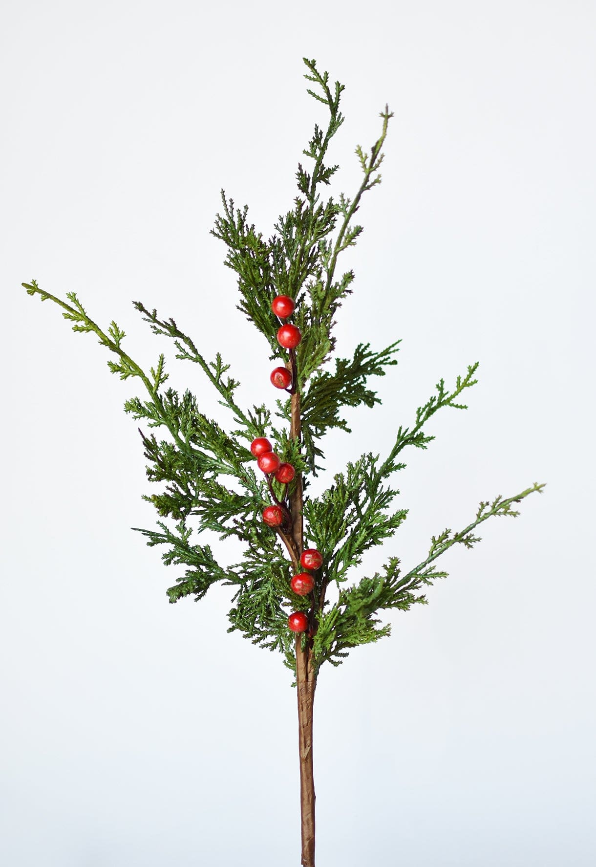 24" Faux Cedar Spray w/ Red Berry Stem (Online exclusive)