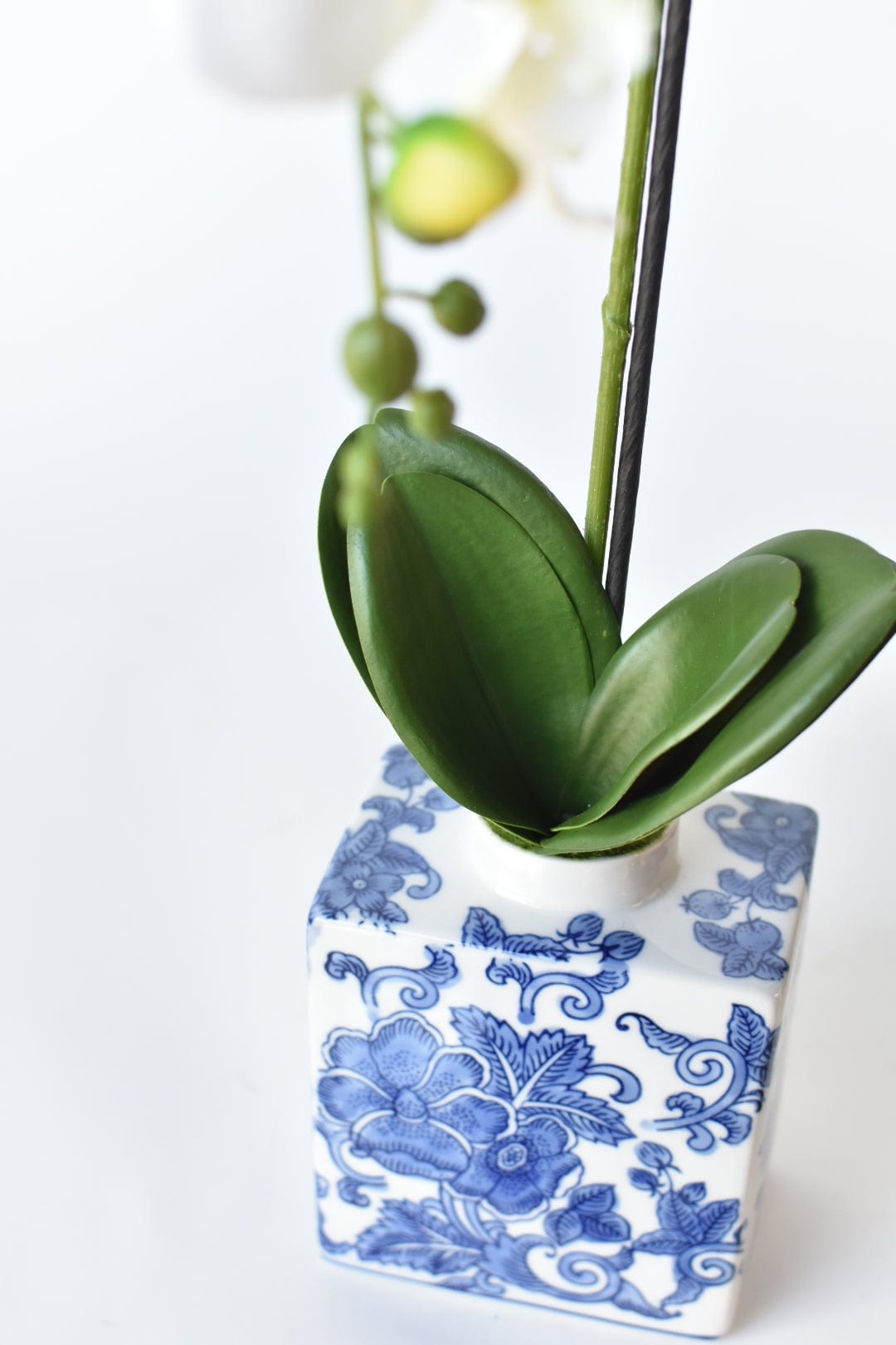 22" Faux Phalaenopsis Orchid in Blue/White Container (Online Exclusive)