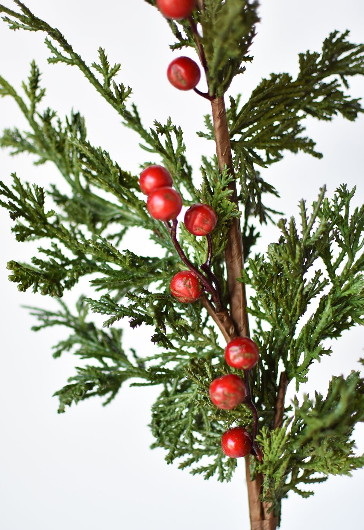 24" Faux Cedar Spray w/ Red Berry Stem (Online exclusive)