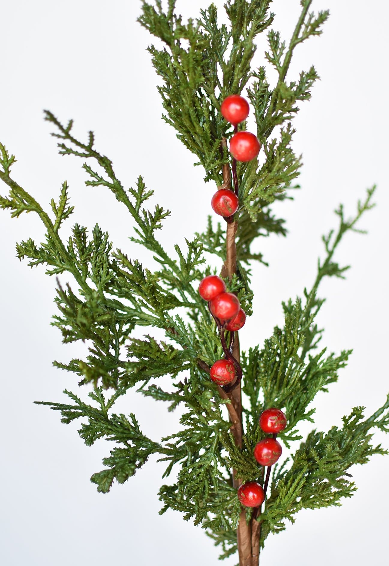 24" Faux Cedar Spray w/ Red Berry Stem (Online exclusive)