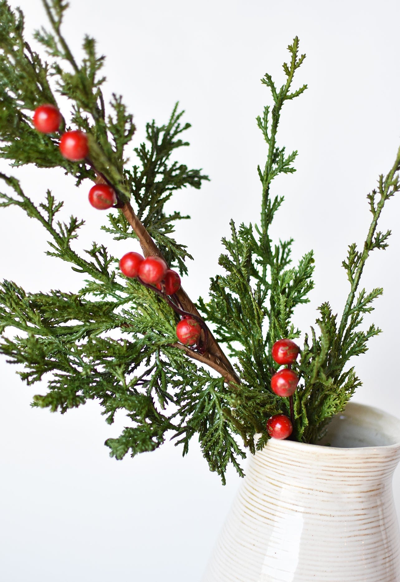 24" Faux Cedar Spray w/ Red Berry Stem (Online exclusive)