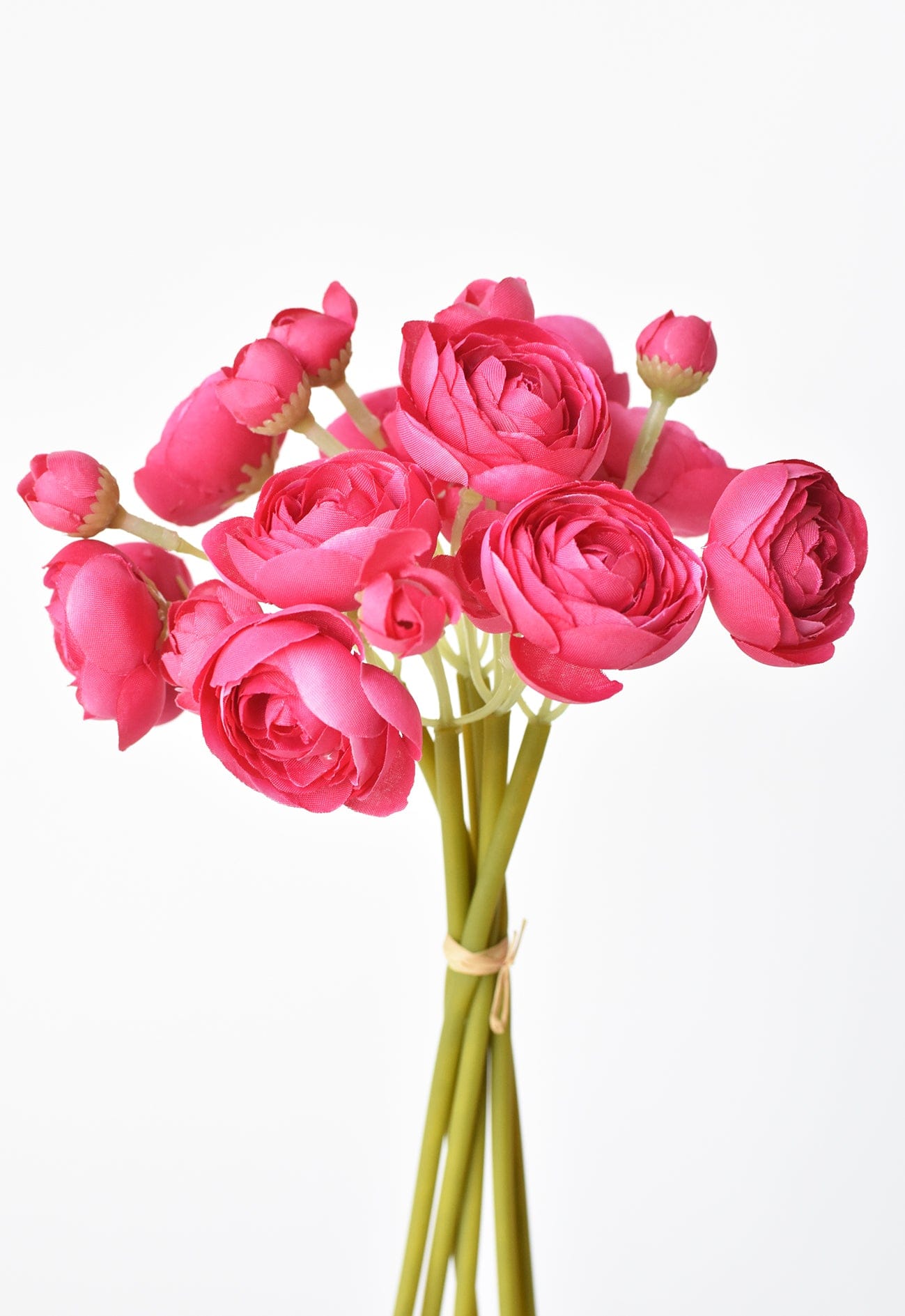 10.5" Faux Dark Pink Ranunculus Stem Bundle (Online exclusive)