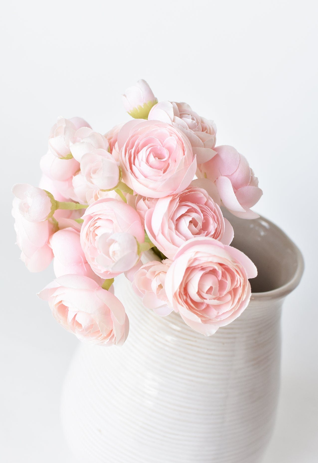 10" Faux  Pale Pink Ranunculus Stem Bundle (Online exclusive)