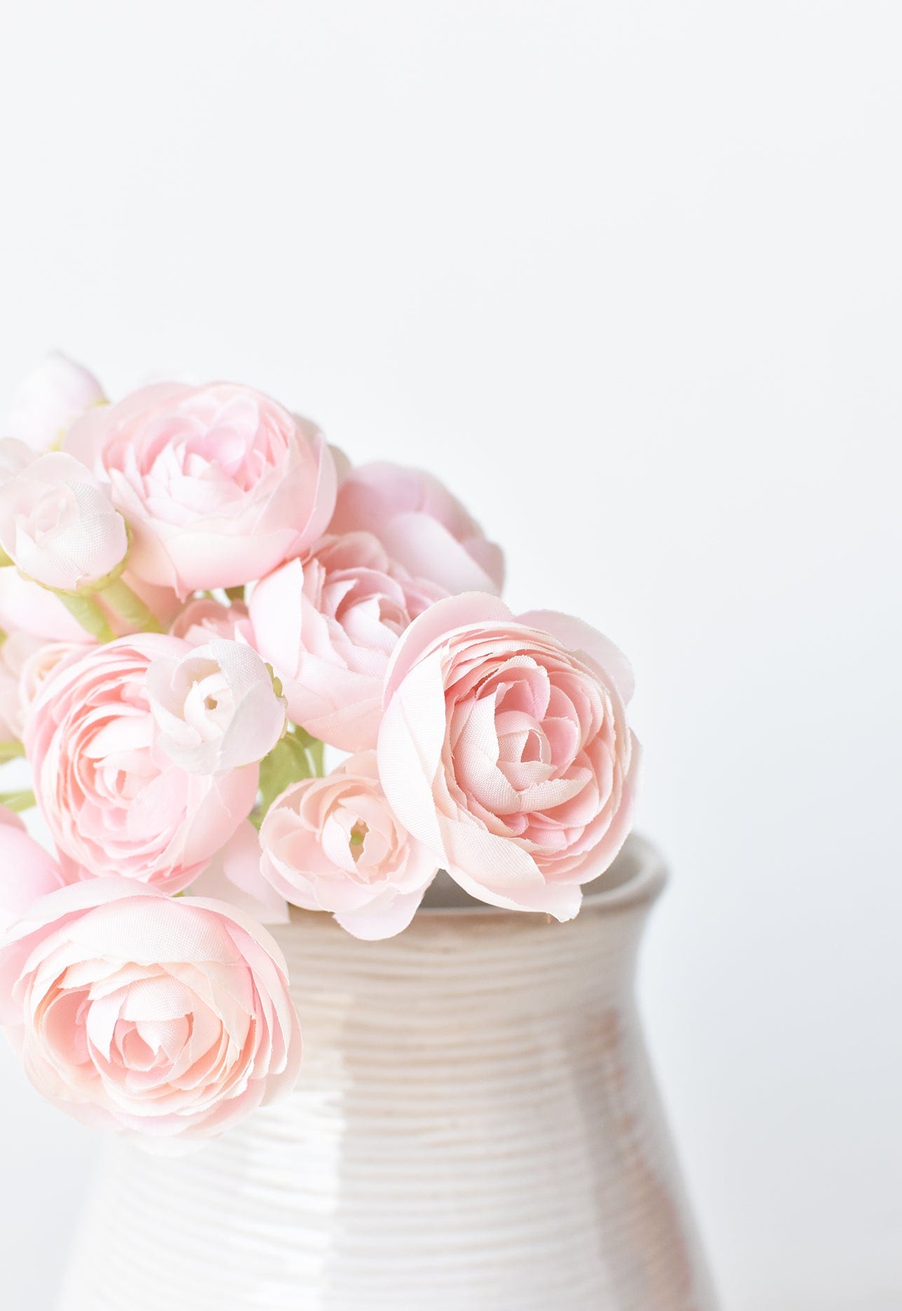 10" Faux  Pale Pink Ranunculus Stem Bundle (Online exclusive)