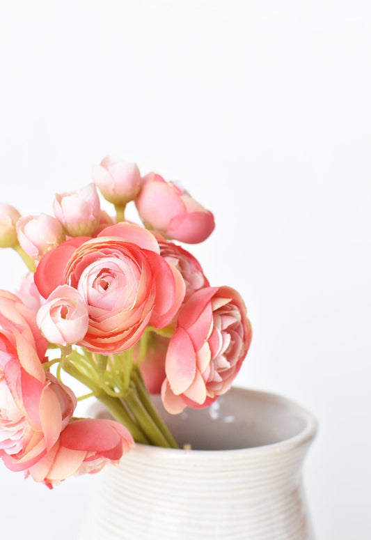 10.5" Faux Light Pink Ranunculus Stem Bundle (Online exclusive)