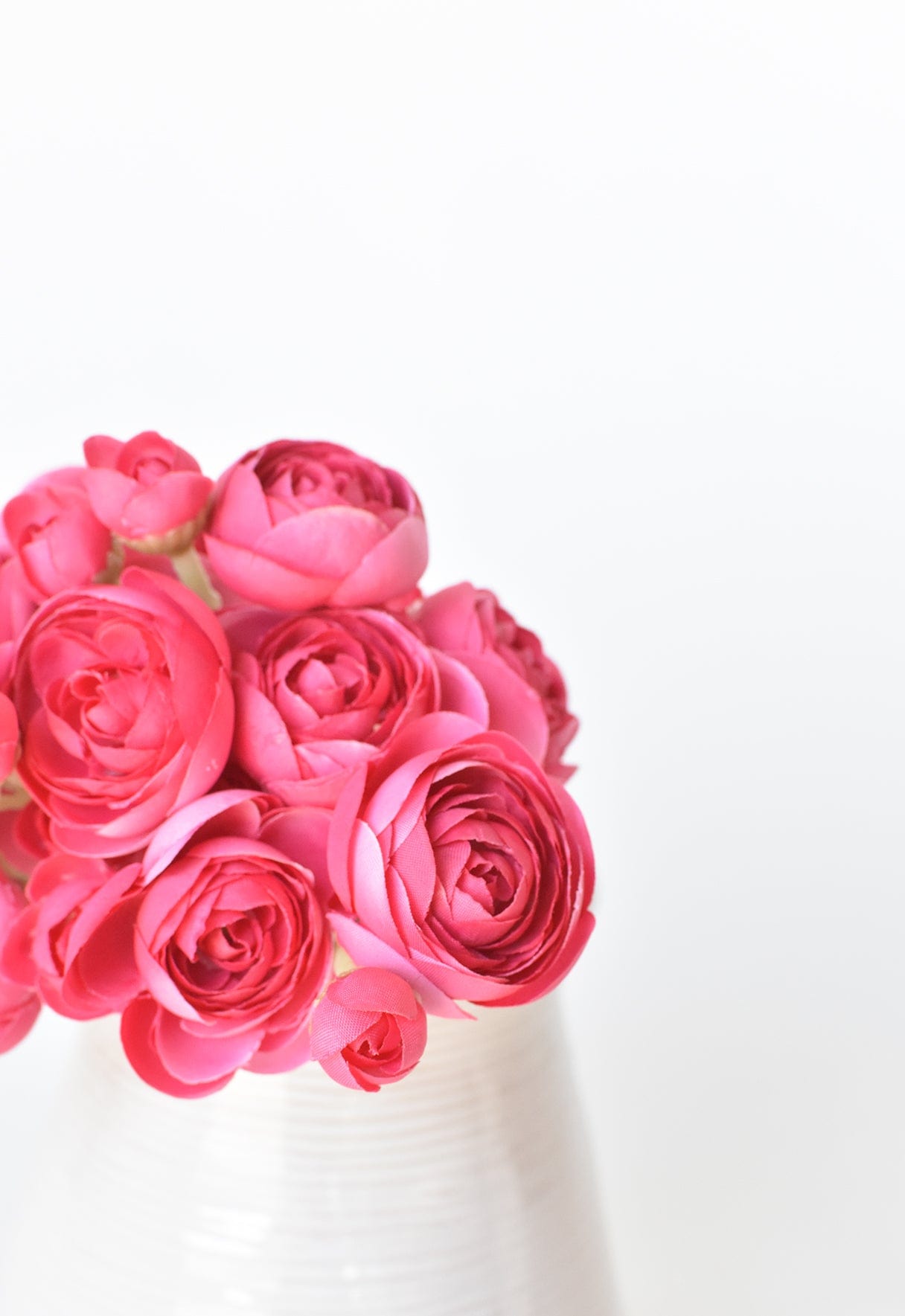 10.5" Faux Dark Pink Ranunculus Stem Bundle (Online exclusive)