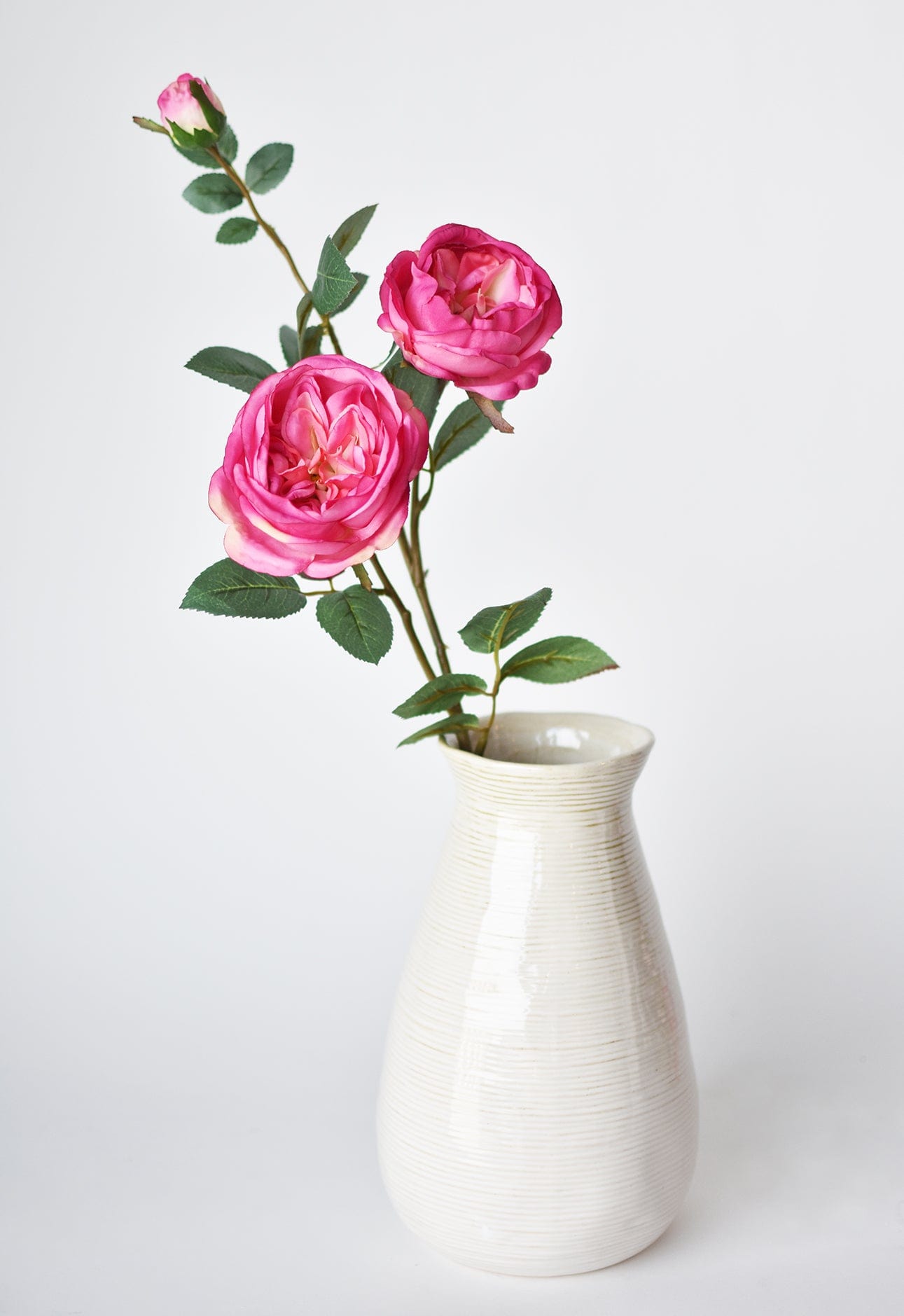 29" Faux Fuchsia Cabbage Rose Stem (Online exclusive)