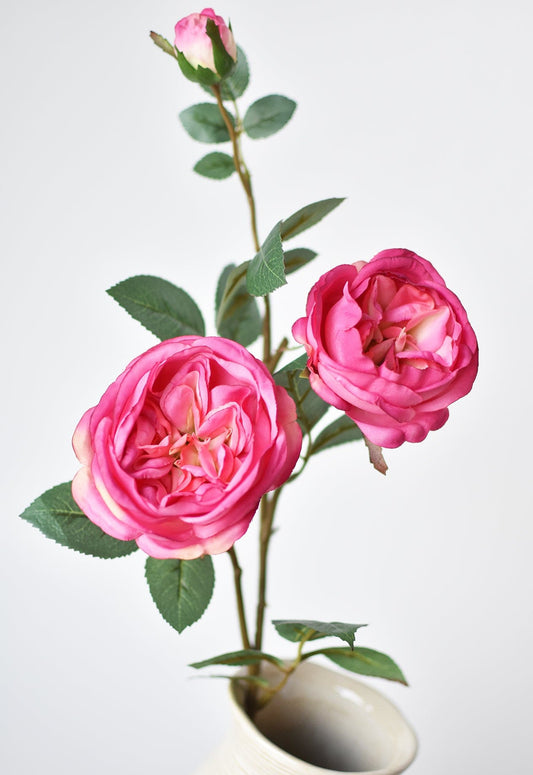 29" Faux Fuchsia Cabbage Rose Stem (Online exclusive)