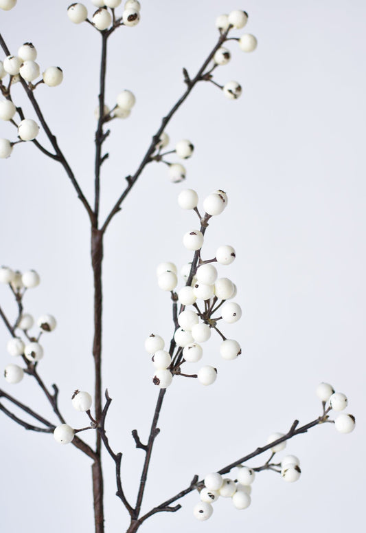 33" Faux White Berry Branch Stem  (online exclusive)