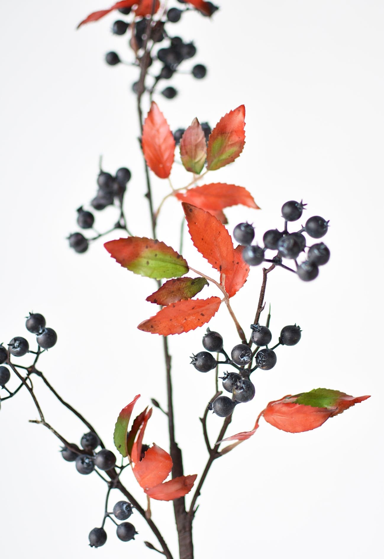 34" Faux Blue Berry w/ Red Foliage Stem (Online exclusive)
