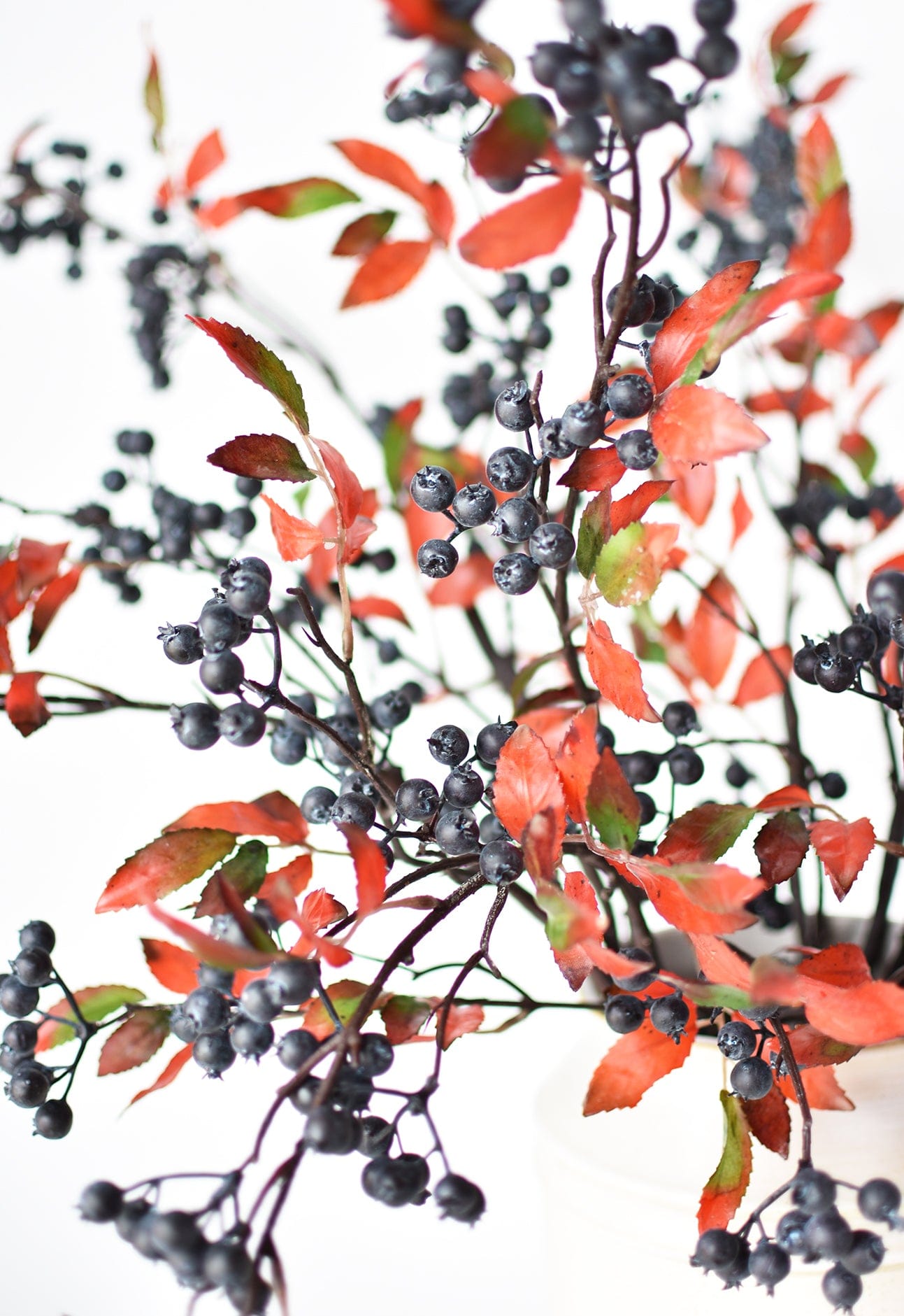 34" Faux Blue Berry w/ Red Foliage Stem (Online exclusive)