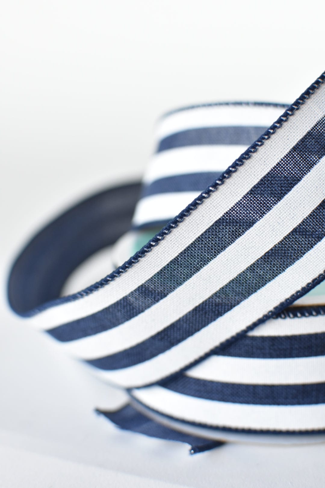 1 1/2" x 10yd Navy and White Stripe Ribbon (Online exclusive)