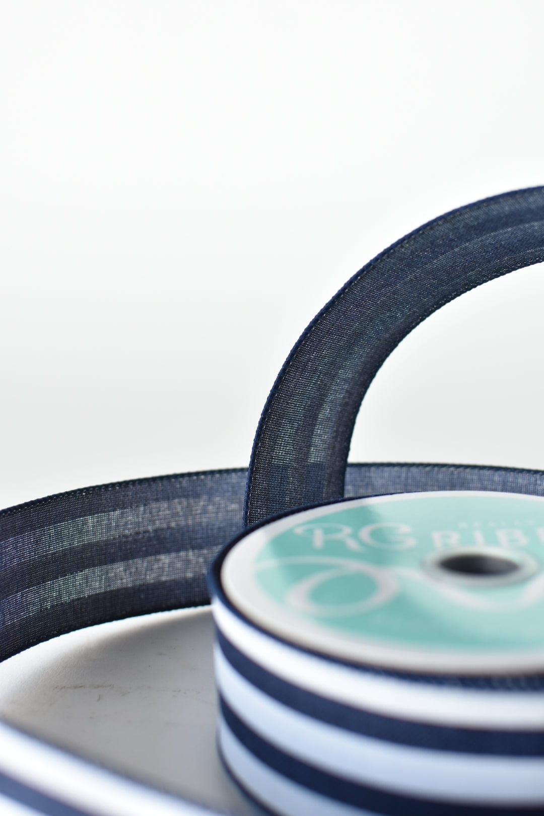 1 1/2" x 10yd Navy and White Stripe Ribbon (Online exclusive)