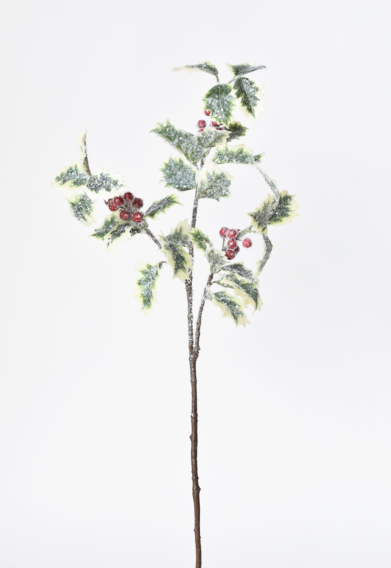 28" Faux Winter Holly Stem  (online exclusive)