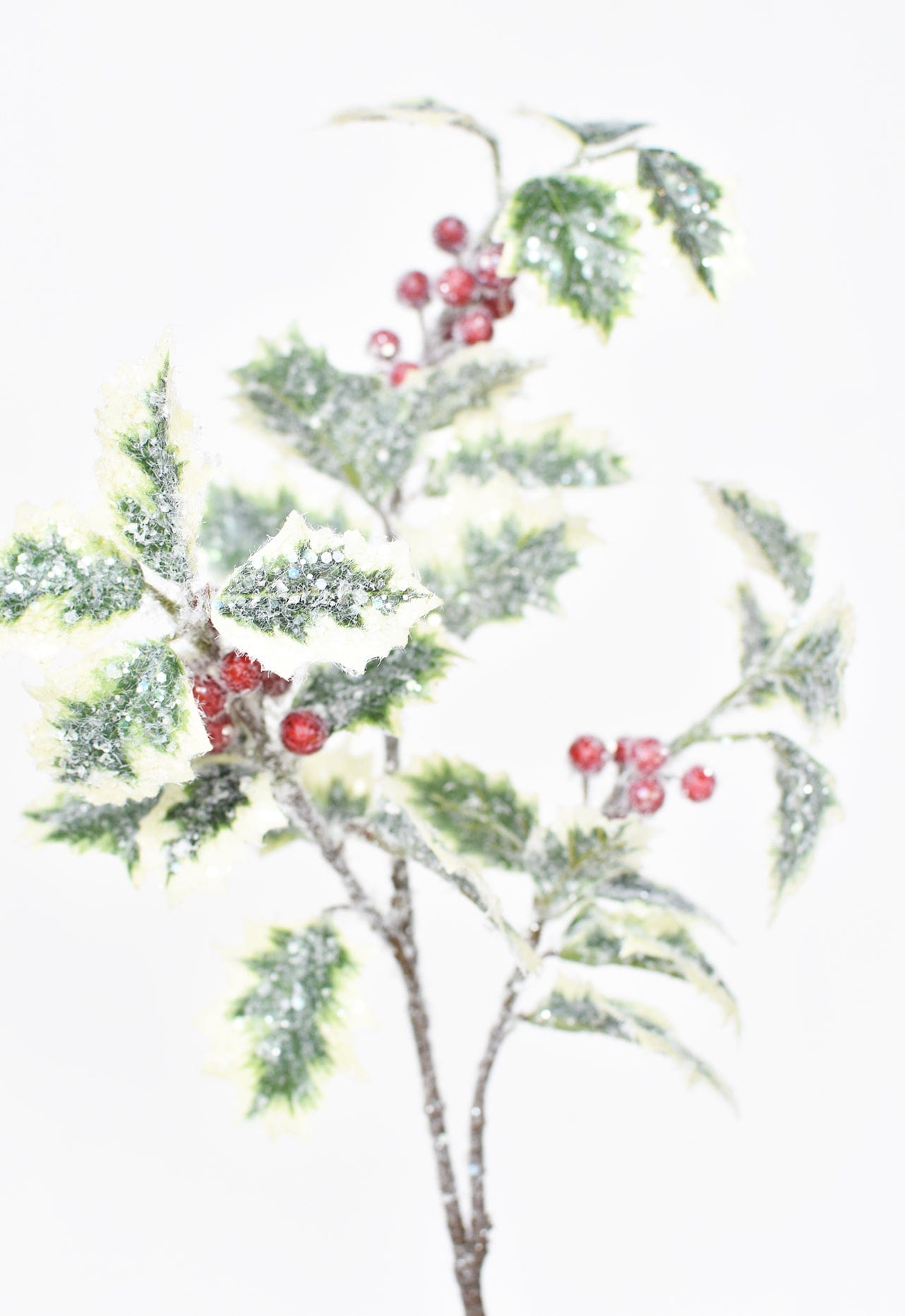 28" Faux Winter Holly Stem  (online exclusive)