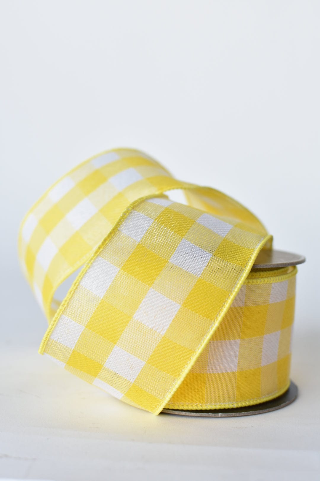 2.5" x 10yd Yellow + White Plaid Ribbon (Online exclusive)