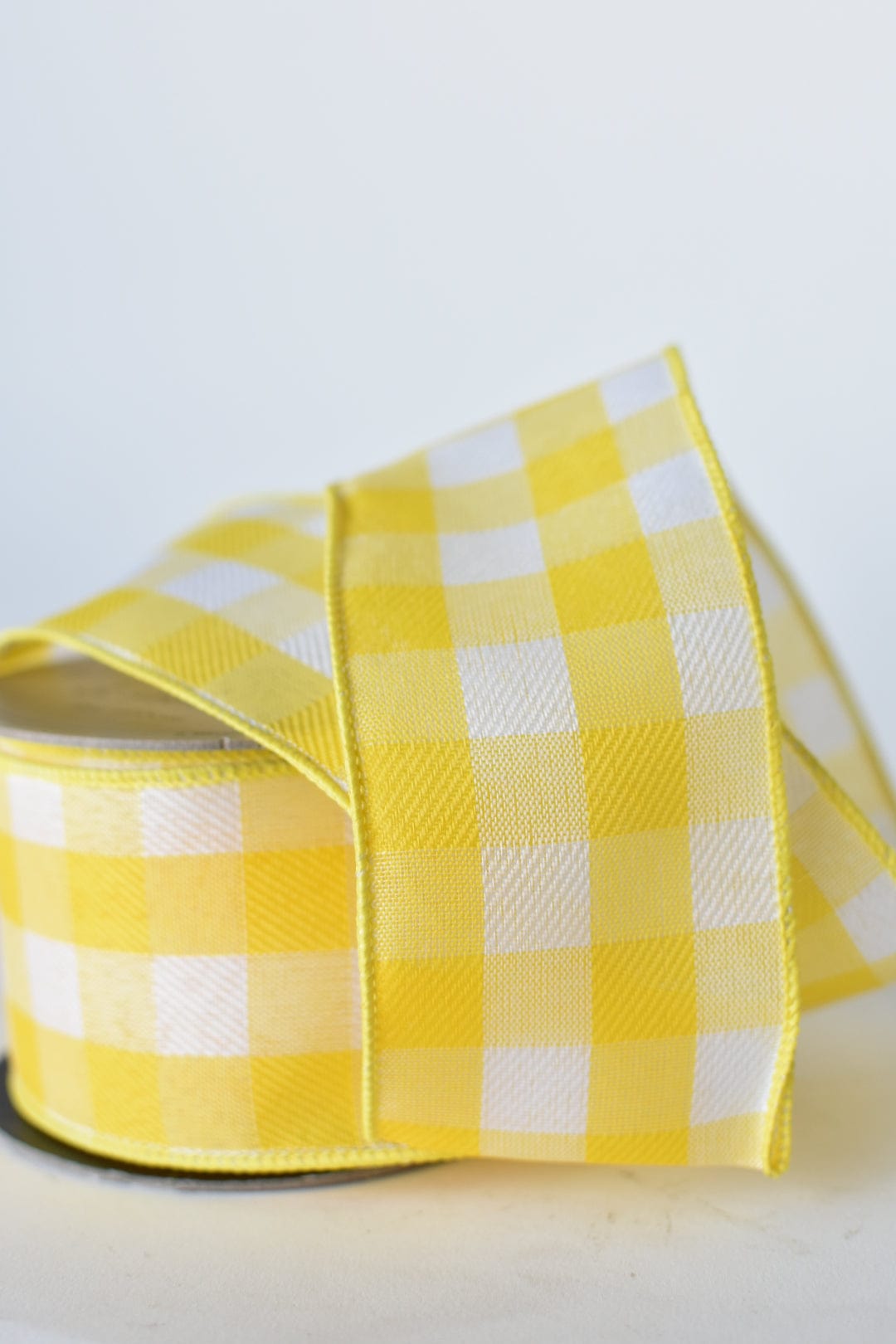 2.5" x 10yd Yellow + White Plaid Ribbon (Online exclusive)
