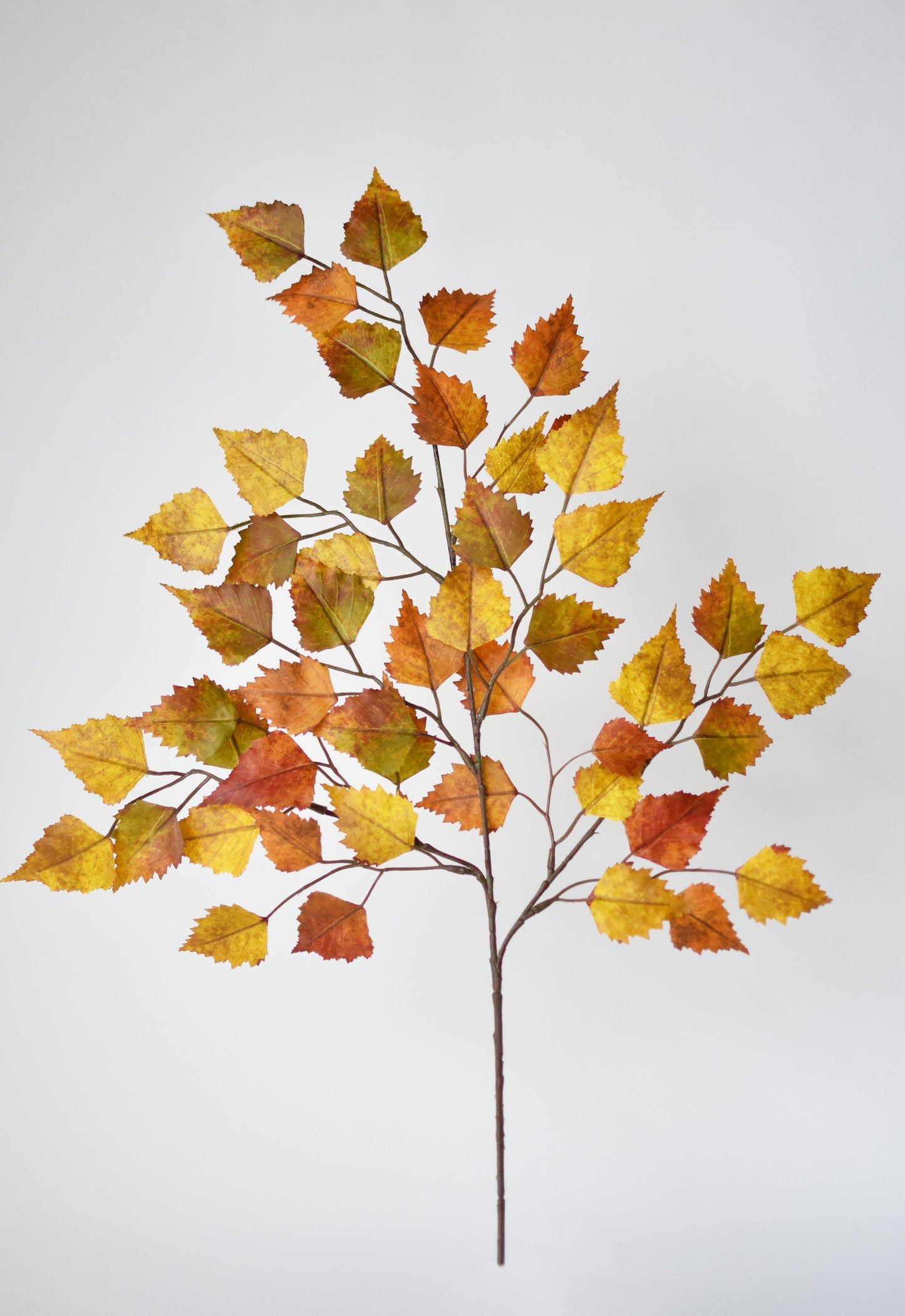 26" Faux Birch Leaf Stem Orange / Mustard / Yellow (Online exclusive)