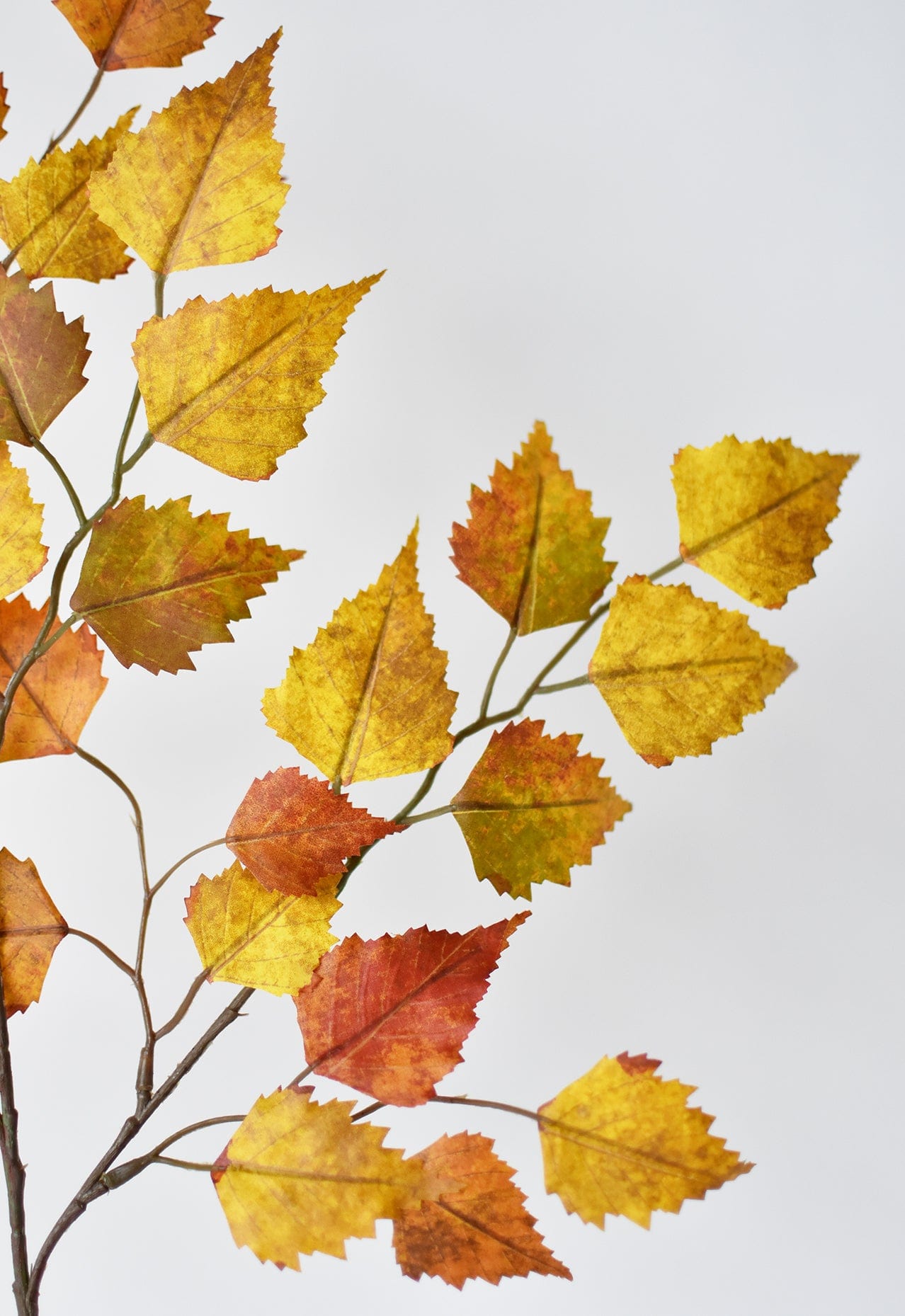 26" Faux Birch Leaf Stem Orange / Mustard / Yellow (Online exclusive)