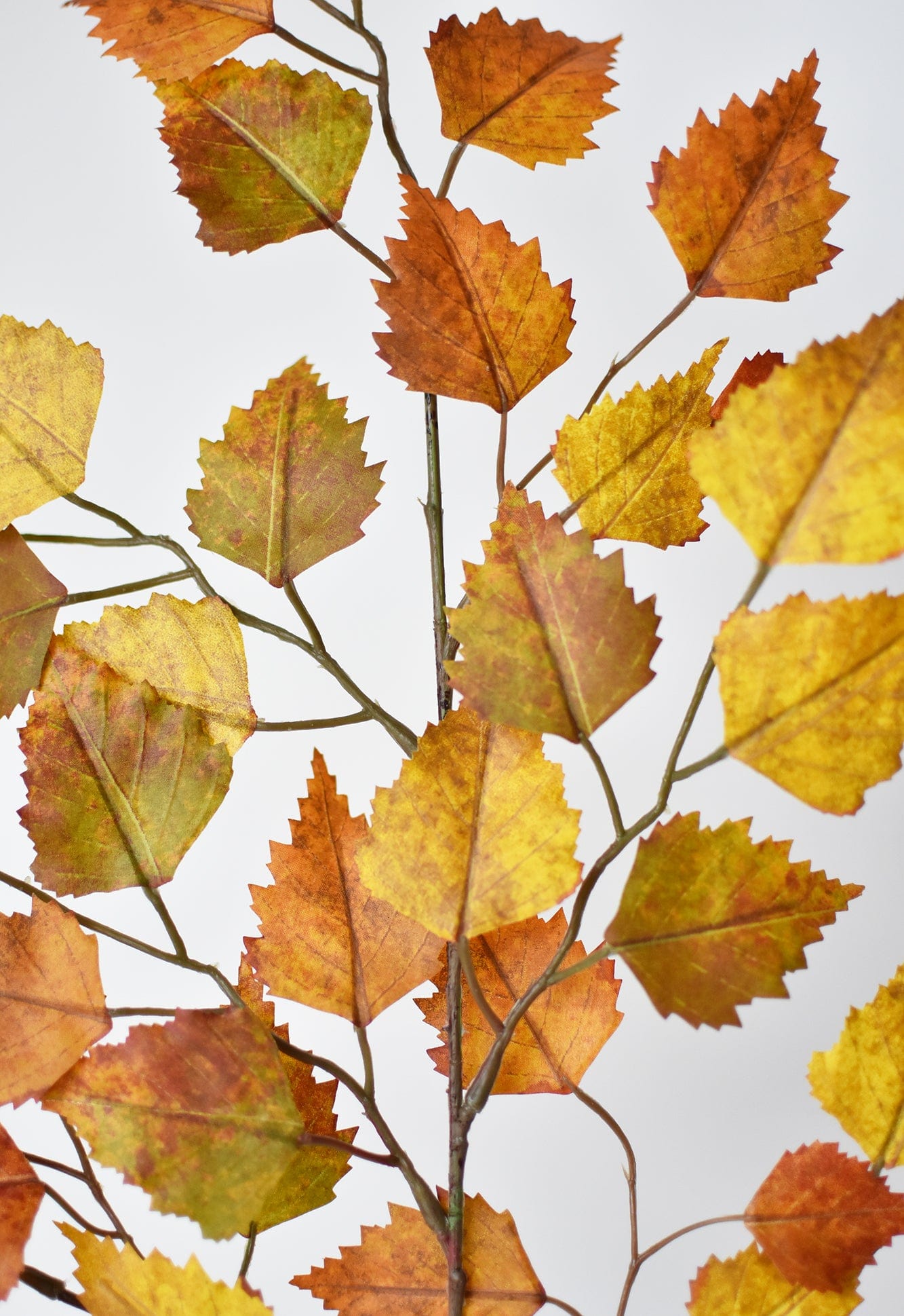 26" Faux Birch Leaf Stem Orange / Mustard / Yellow (Online exclusive)