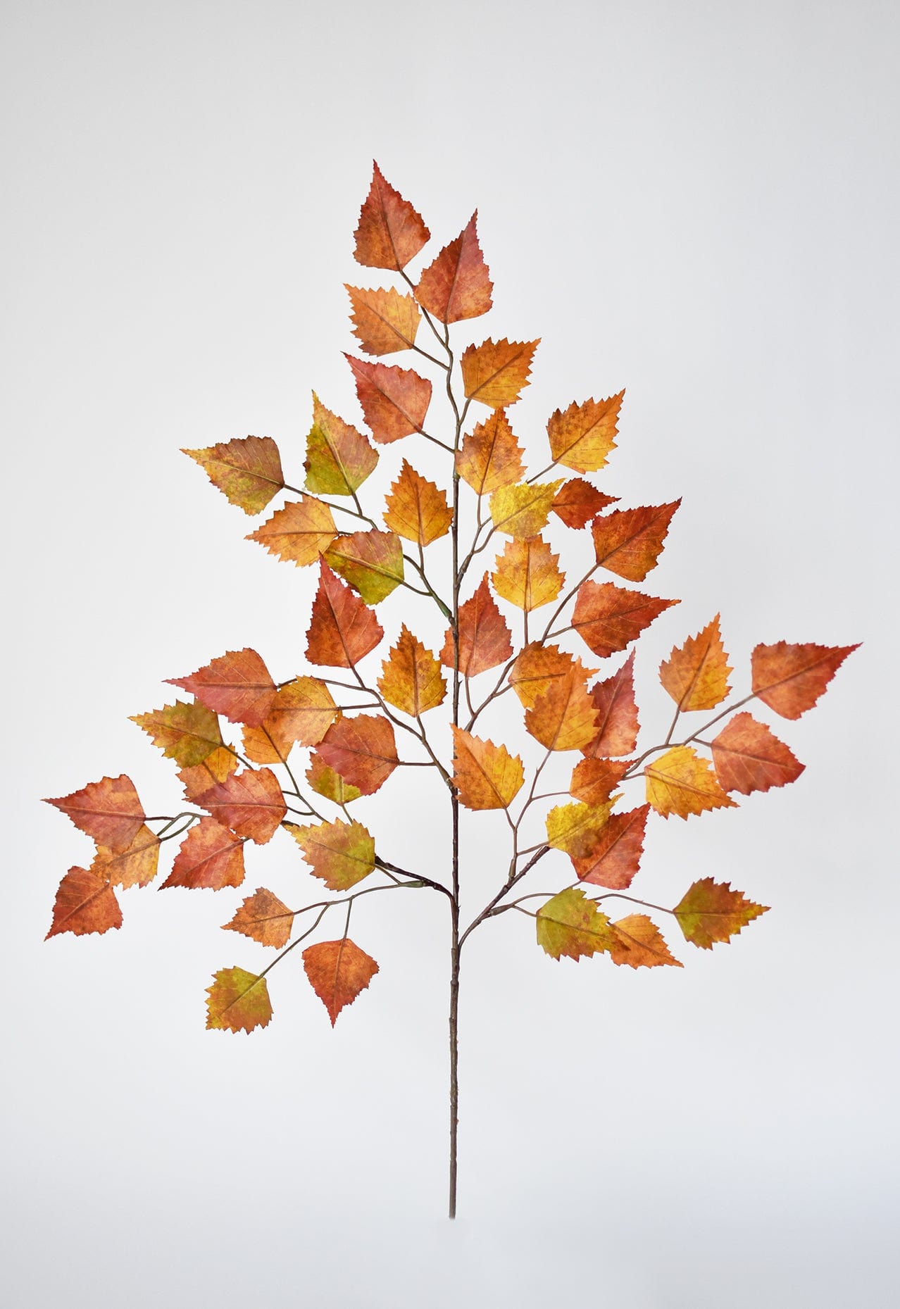 26" Faux Birch Leaf Stem Red / Orange / Yellow (online exclusive)