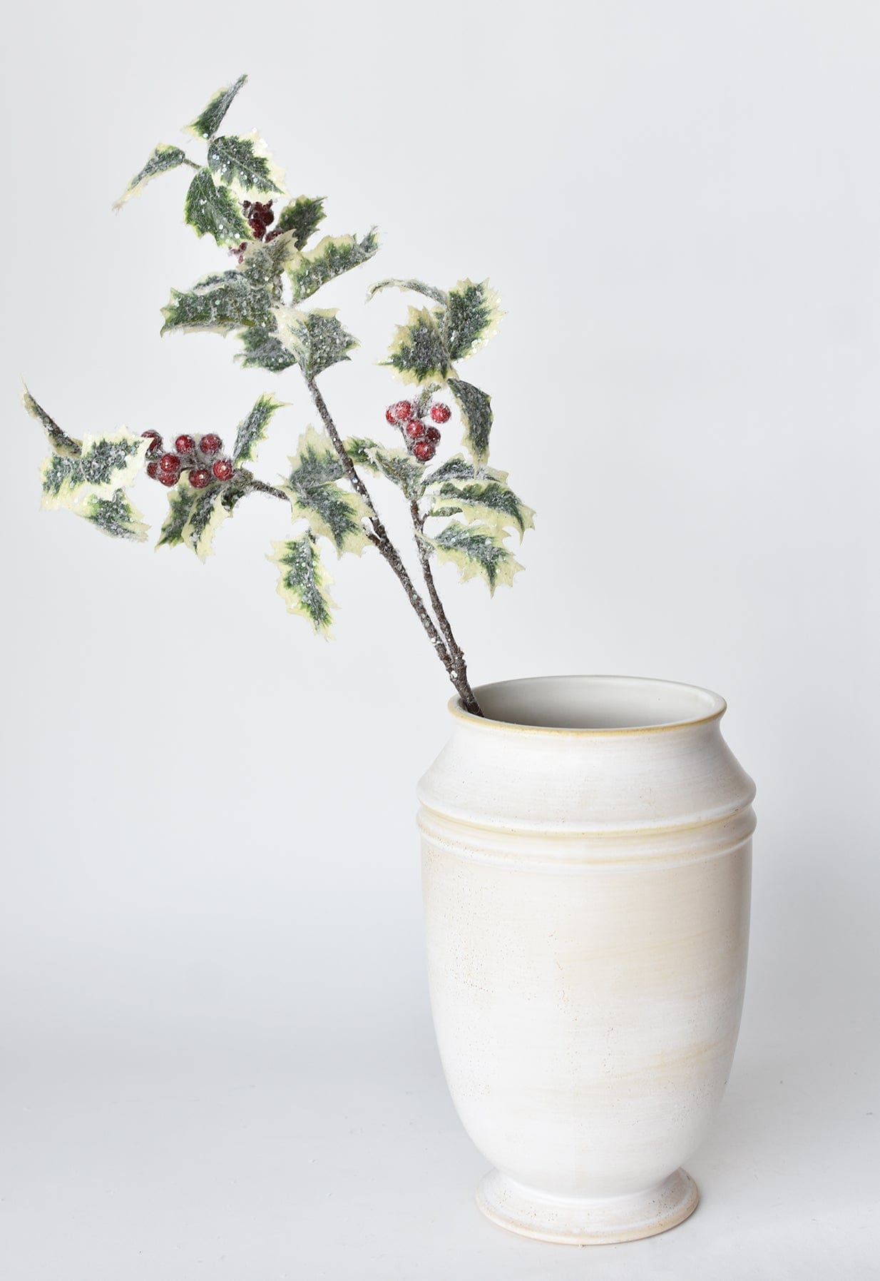 28" Faux Winter Holly Stem  (online exclusive)