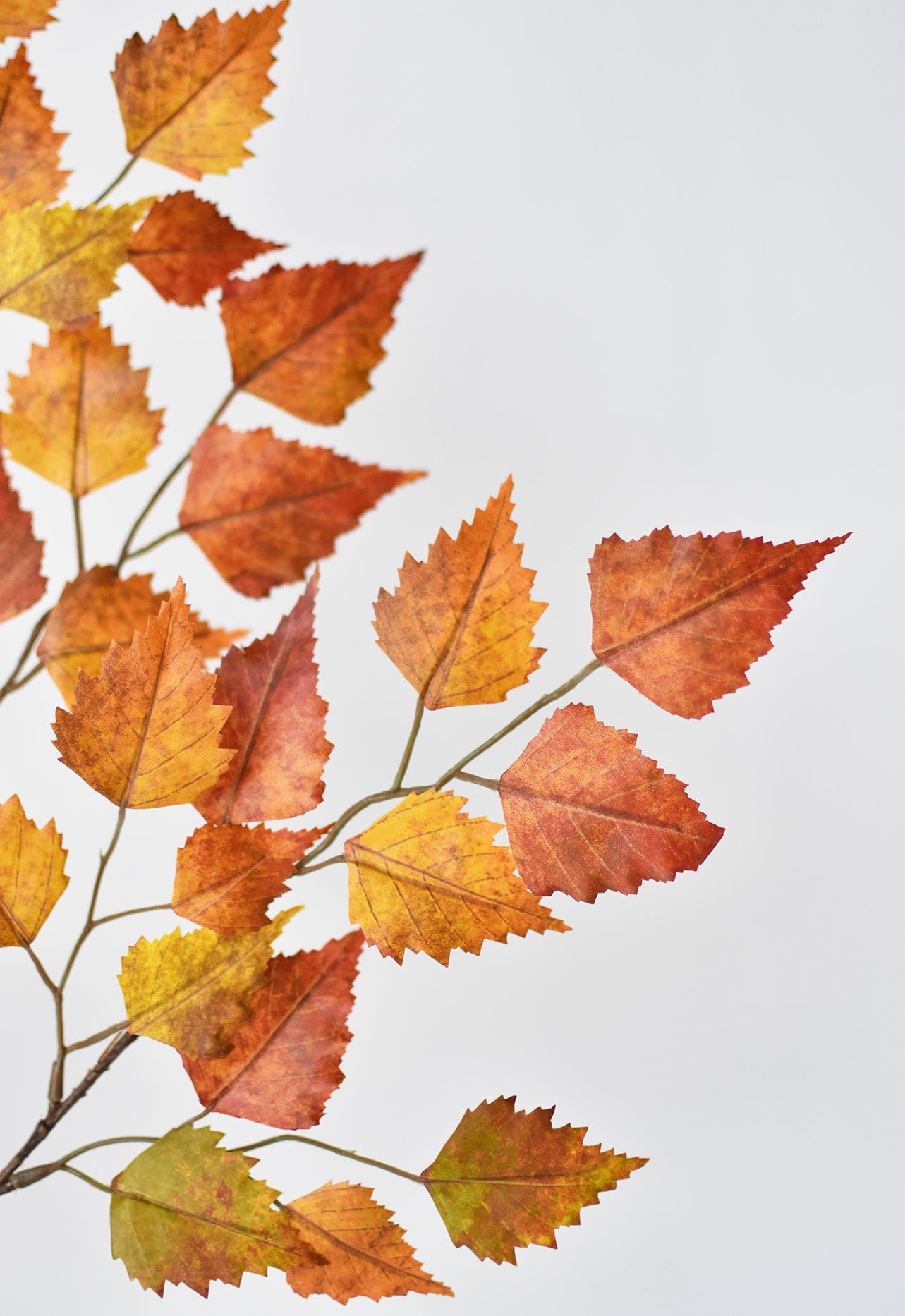 26" Faux Birch Leaf Stem Red / Orange / Yellow (online exclusive)