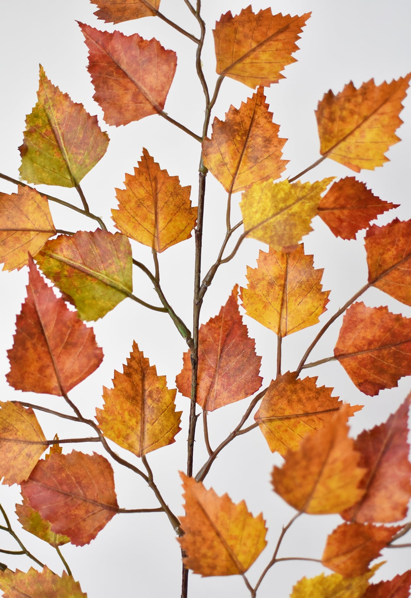 26" Faux Birch Leaf Stem Red / Orange / Yellow (online exclusive)