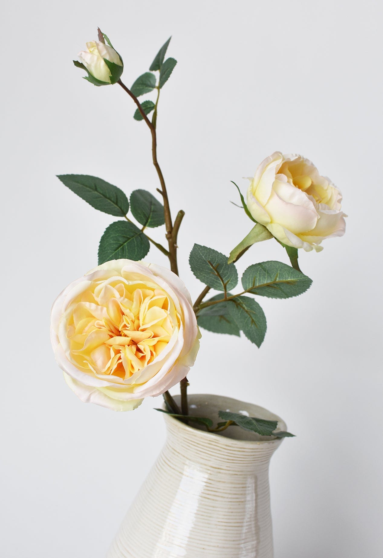 29" Faux Cabbage Rose Stem Yellow / Apricot (Online exclusive)