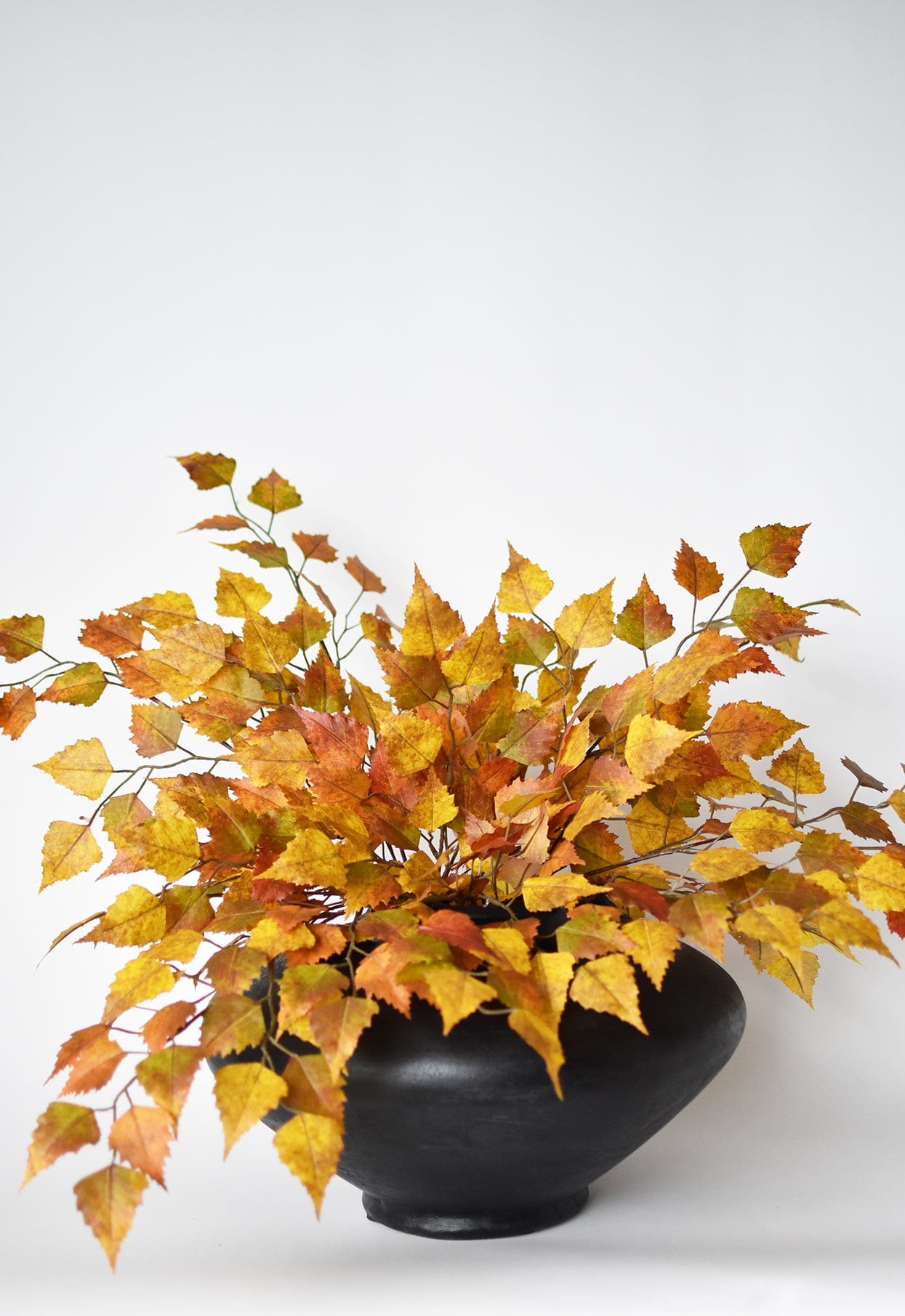 26" Faux Birch Leaf Stem Orange / Mustard / Yellow (Online exclusive)
