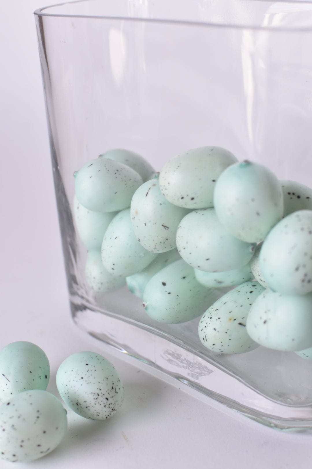 1.25" Faux Light Blue/Green Eggs With Speckles (24 eggs)  (online exclusive)